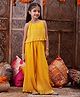 Pspeaches Sleeveless Floral Foil Printed Accordion Pleated Coordinating Georgette Co Ord Set - Yellow