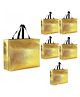Evafly Gift Bags Large Pack Of 5 Reusable Non-Woven Shiny Metallic Laminated Tote Bag Golden