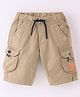 Ruff Twill Woven Above Knee Length Jamaican with Text Print - Khaki