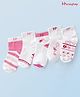 Honeyhap Premium Cotton Bamboo Non Terry Ankle Length Set Of Socks With Bio Finish Floral Design Pack Of 5 - Bright White
