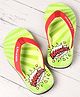 Pine Kids Flip Flops Text Print - Green & Red