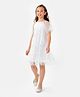 Primo Gino Half Sleeves Sequins Fabric A Line Party Wear Dress - White