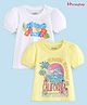 Honeyhap Premium 100% Cotton Half Sleeves T-Shirts with Text Placement Print Pack of 2 - Bright White & Yellow