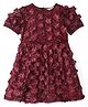 Primo Gino Woven Lace Fabric Half Sleeves Party Wear Dress With Floral Applique - Maroon