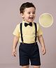 Mark & Mia Half Sleeves Shirt with Shorts Set with Suspender & Bow -Multicolor