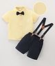 Mark & Mia Half Sleeves Shirt with Shorts Set with Suspender & Bow -Multicolor