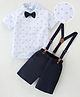 Mark & Mia Half Sleeves Printed Party Wear Shirt & Shorts Set with Suspender & Bow - Multicolor