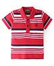 UCB Cotton Knit Half Sleeves Striped Polo T-Shirt - Red