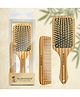 Majestique Paddle Detangling Hair Brush with Comb, Bamboo Bristles, Fiber Made, Wet or Dry Use for All Hair Types 2 Pcs