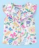 Babyhug Front Open Rayon Woven Sleeveless Top with Floral Print & Frill Detailing- White