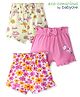 Babyoye 100% Cotton with Eco Jiva Finish Floral & Bunny Printed Shorts with Bow Applique Pack of 3 - Pink Pista Green & White