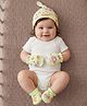 Babyoye  100% Cotton with Eco Jiva Finish Solid Dyed Na Caps Mittens & Booties Set Bunny Print - Pista Green
