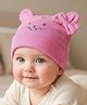 Babyoye 100% Cotton with Eco Jiva Finish Solid Dyed Cap Teddy Print - Pink
