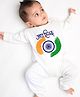 KNITROOT Republic Theme Full Sleeves  Jai Hind Text  Printed Romper - White