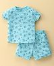 CUCUMBER Sinker Half Sleeves Night Suit With Unicorn Print - Blue