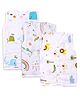 Mom's Home Pack Of 3 Organic Cotton Muslin Sleeveless Baby Animals Printed Jhabla Set - Yellow & White