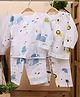 Mom's Home Pack Of 2 Organic Cotton Muslin Full Sleeves Baby Animal Printed Coordinating Jhabla Set - Yellow & White