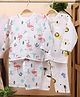 Mom's Home Pack Of 2 Organic Cotton Muslin Full Sleeves Forest Life Theme Printed Coordinating Jhabla Set - Pink & White