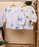 Mom's Home Pack Of 2 Organic Cotton Muslin Full Sleeves  Baby Animals Printed  Jhablas - Blue & White