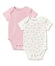 Mom's Home Pack Of 2 Organic Cotton Baby Half Sleeves Onesies - Little Heart & Pink