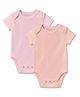 Mom's Home Pack Of 2 Organic Cotton Baby Half Sleeves Solid Onesies - Pink & Peach