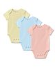 Mom's Home Pack Of 3 Organic Cotton Baby Half Sleeves Onesies - Peach ,Pink & Little Heart