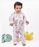 Moms Home Organic Cotton Muslin Full Sleeves Heart Printed Coordinating Night Suit Set - Pink