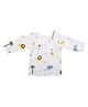 Mom's Home Organic Cotton Muslin Full Sleeves Animals Printed Jhabla - Yellow & White
