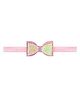 Aye Candy Shimmer Bow Embellished Headband - Yellow & Pink