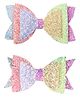 Aye Candy Set Of 2 Shimmer Bow Detailed Alligator Hair Clips - Yellow Purple Pink & Green