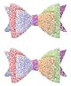 Aye Candy Set Of 2 Shimmer Bow Alligator Hair Clips - Yellow Green Blue & Pink