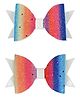 Aye Candy Set Of 2 Shimmer Striped  Bow Alligator Hair Clips  - Red Blue & Yellow