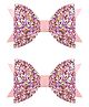 Aye Candy Set Of 2 Shimmer Bow Detailed Alligator Hair Clips - Pink