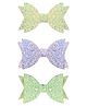 Aye Candy Set Of 3 Shimmer Bow Detailed Alligator Clips - Green Yellow & Lavender