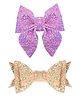 Aye Candy Set Of 2 Shimmer Sailor Bow Embellished Alligator Hair Clips - Purple, Yellow
