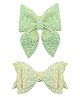 Aye Candy Set Of 2 Shimmer Sailor Bow Embellished Alligator Hair Clips - Green, Yellow