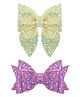 Aye Candy Set Of 2 Shimmer Sailor Bow Embellished Alligator Hair Clips - Purple, Yellow