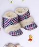 Coco Candy Basket Wave Design Fur Lined Velcro Closure Booties - Multi Colour
