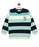 KNITCO Full Sleeves    Striped &  Dog  Patch Detailed  Sweater - Black