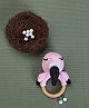 Crochet Wooden Flamingo Rattle - Pink