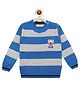KNITCO Full Sleeves Teddy Bear Patch Detailed & Striped Designed  Sweater - Sky Blue