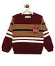 KNITCO Full Sleeves    Striped & Soda Can Patch Detailed  Sweater -  Maroon