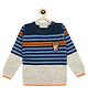 KNITCO Full Sleeves Striped & Pop Corn Patch Detailed Sweater - Grey