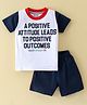 Fido Single Jersey Half Sleeves T-Shirt & Shorts Set Text Print - Navy & White