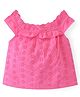 Babyhug 100% Cotton Sleeveless Schiffli Cropped Top With Frill Detailing- Pink