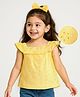 Babyhug 100% Cotton Sleeveless Schiffli Cropped Top With Frill Detailing- Yellow