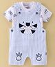 Child World Interlock Cotton Knit Dungarees Tiger Print with Half Sleeves T-Shirt  - White & Sky Blue