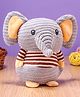 Zoe Crochet Elephant Toy with T-Shirt Grey - Height 17.5 cm