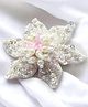 CHOKO Beaded Floral Crystal Embellished Hair Clip - Pink & Off White