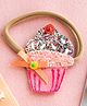 CHOKO Sequin Cupcake Embellished Nylon Rubber Band - Pink Orange & Beige